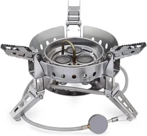 Hvsport Camping Stoves Outdoor Stove Portable Picnic Gas Camping Cooker Windproof Gas Stove (Color : Silver, Size : 18.1 * 14.6cm)