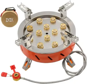 HXBER 12-Cores Camping Stove 21800W High-Power Gases Stove Backpacking Stove Windproof with Piezo Ignition Adjustable Valve Storage Bag for Outdoor Cooking Camping Picnic Hiking