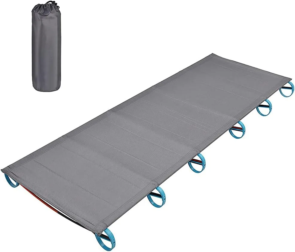 HXBER Outdoor Portable Camping Bed Aluminum Alloy Traval Cot Ultralight Tent Bed for Hiking Mountaineering, Silver