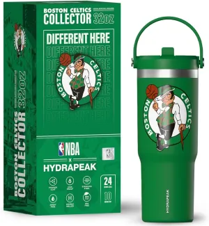 Hydrapeak x NBA Officially Licensed Boston Celtics 32oz Nomad Stainless Steel Tumbler with Handle and Straw Lid, Leakproof Water Bottle in Limited Edition Collector's Gift Box