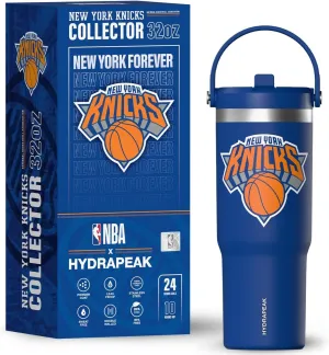 Hydrapeak x NBA Officially Licensed New York Knicks 32oz Nomad Stainless Steel Tumbler with Handle and Straw Lid, Leakproof Water Bottle in Limited Edition Collector's Gift Box