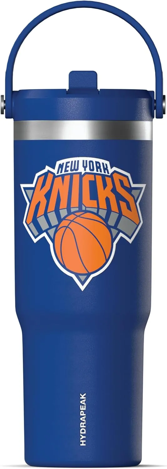 Hydrapeak x NBA Officially Licensed New York Knicks 32oz Nomad Stainless Steel Tumbler with Handle and Straw Lid, Leakproof Water Bottle in Limited Edition Collector's Gift Box