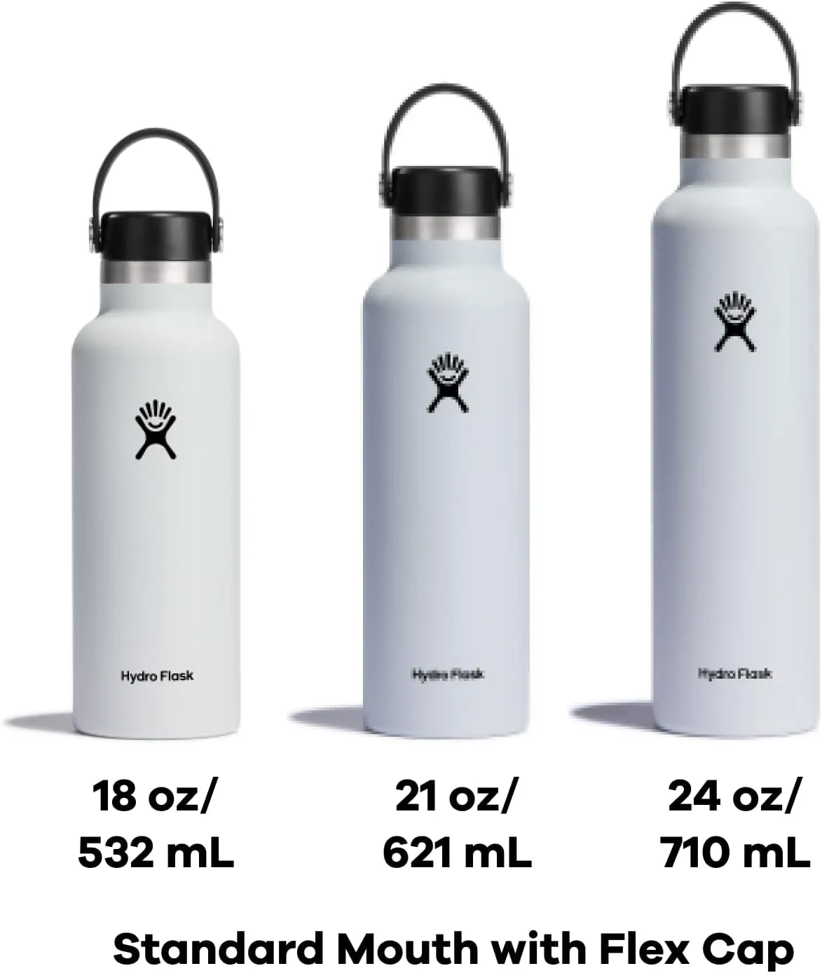 Hydro Flask Standard Mouth Flex Cap Bottle - Stainless Steel Reusable Water Bottle - Vacuum Insulated, Dishwasher Safe, BPA-Free, Non-Toxic