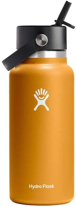 Hydro Flask Water Bottle - Insulated Stainless Steel - Wide Straw Lid, Non Spill, Leakproof in 32 Oz Fossil Brown