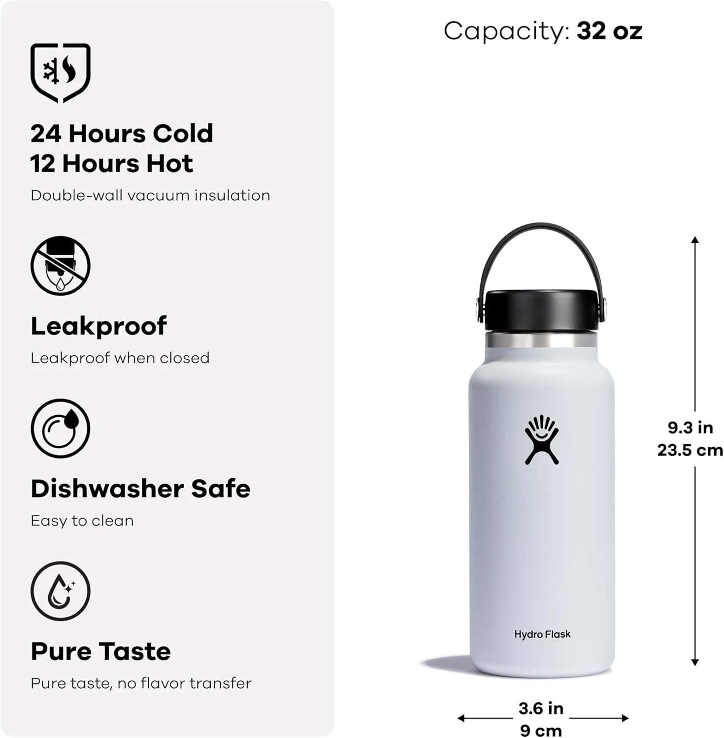 Hydro Flask Wide Flex Cap Black 32 Oz