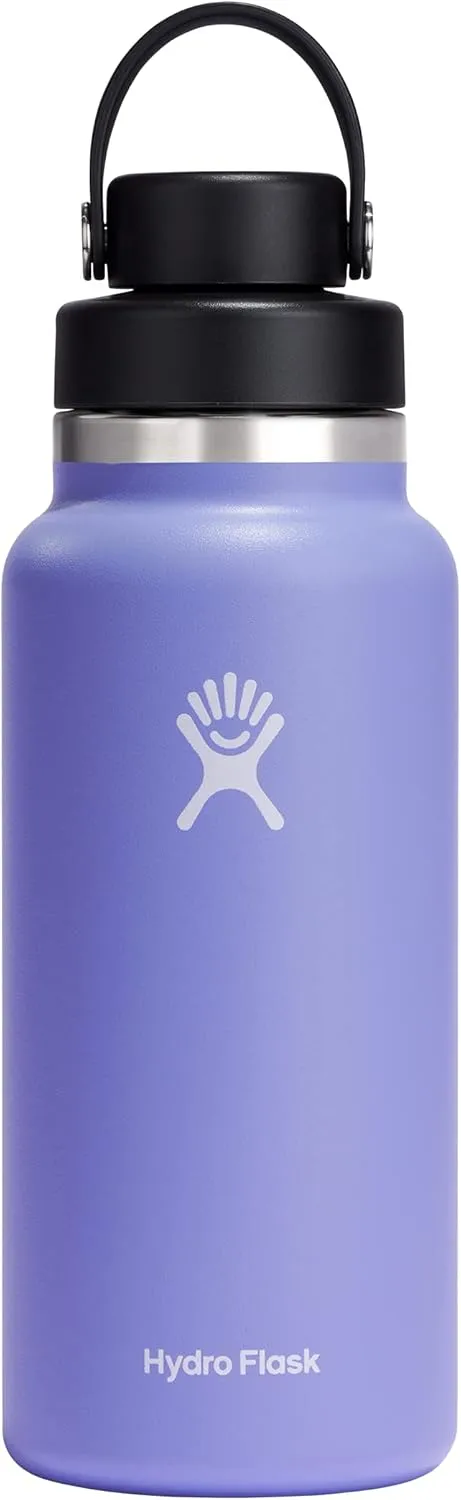 HYDRO FLASK Wide Mouth Chug Cap vacuum insulated stainless steel water bottle with leakproof closeable lid for cold water drinks, sports, travel, car and school