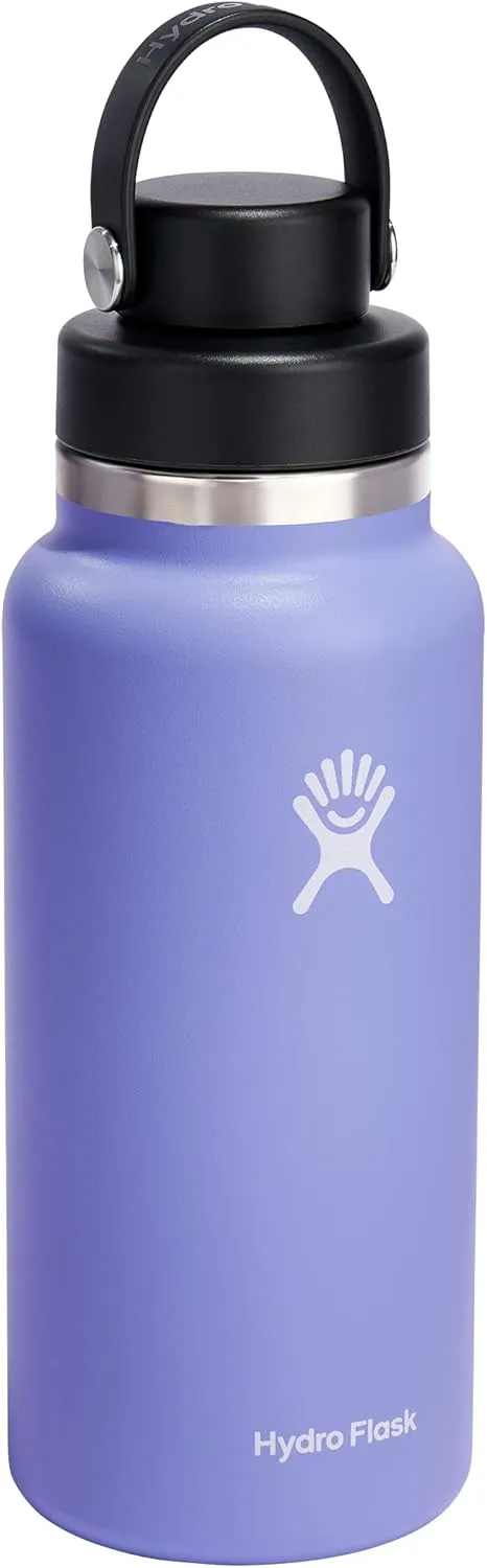 HYDRO FLASK Wide Mouth Chug Cap vacuum insulated stainless steel water bottle with leakproof closeable lid for cold water drinks, sports, travel, car and school