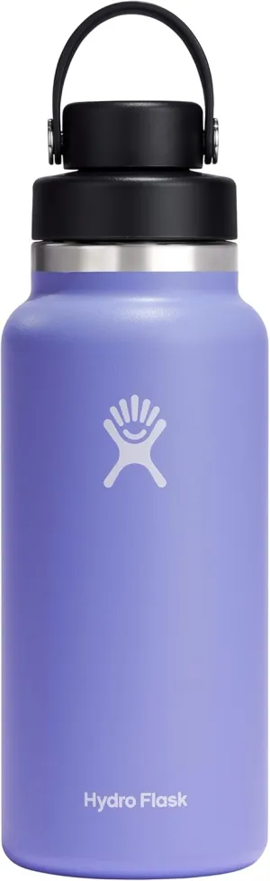 HYDRO FLASK Wide Mouth Chug Cap vacuum insulated stainless steel water bottle with leakproof closeable lid for cold water drinks, sports, travel, car and school