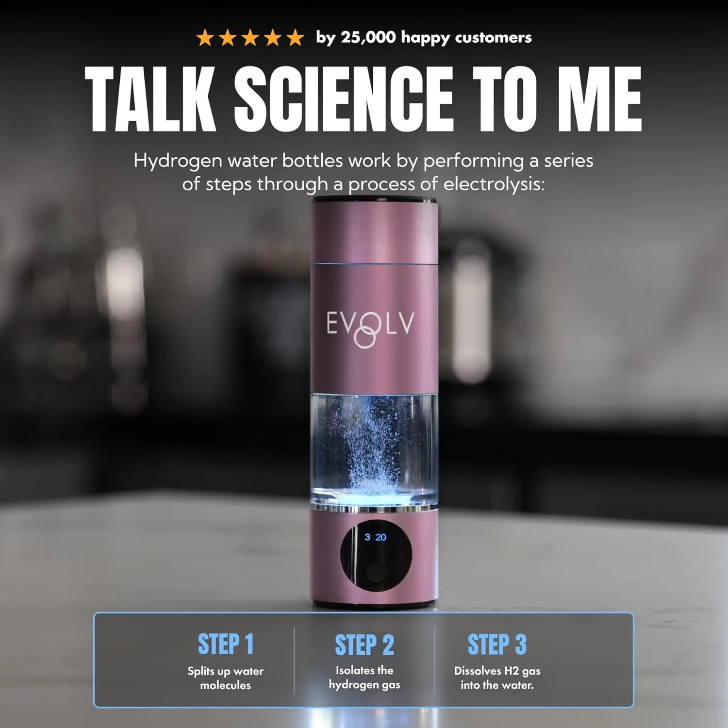 Hydrogen Water Bottle Generator – SPE & PEM Water Ionizer 5.42PPM, Highest H2 Concentration – Portable 8oz Hydrogenated Water Bottle – Leak-Proof Hydrogen Water Machine, Easy to Use – Rose