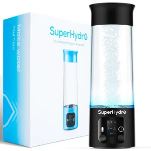 Hydrogen Water Bottle Generator - Up to 6000  PPB Concentration - SPE/PEM Technology - Drink Water Voice Reminder - Water Ionizer Machine Suitable for Office,Travel and Daily Drinking（Black）