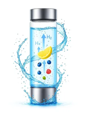 Hydrogen Water Bottle Generator with 420ml Borosilicate Glass, 1600ppb Hydrogen-Rich Water, Advanced SPE PEM Technology, and USB Rechargeable Best for Travel, Home, Office, and Gym (Silver)