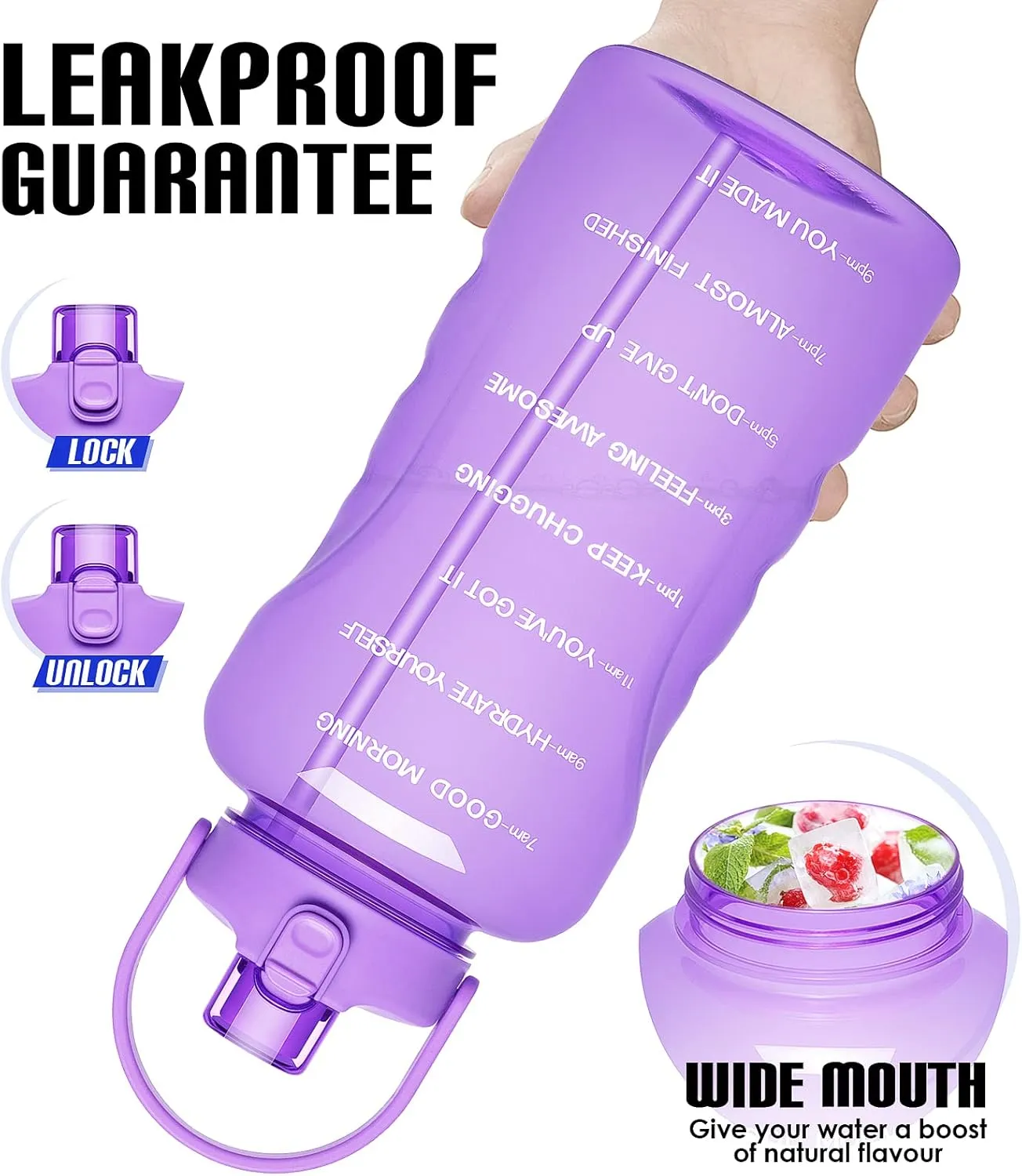 HydroPal 1 Gallon Water Bottles with Straw, 128 oz / 3.8L Water Bottle BPA Free Innovative 2-IN-1 Lid Gym Bottle with Times to Drink Motivational, Large for Sports Fitness Camping Water Jug One Gallon
