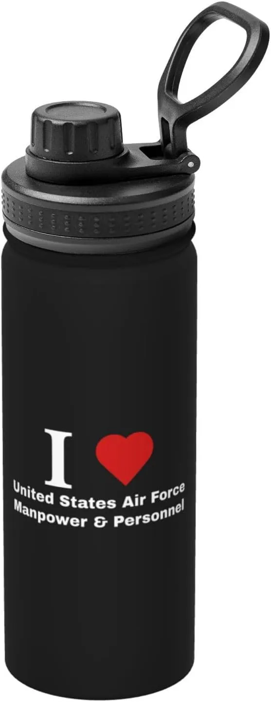 I love United States Air Force Manpower & Personnel Water Bottle 18OZ Stainless Steel Insulated Water Bottles With Spout Lid Sports Keep Cold and Hot Water Bottle For Biking Hiking