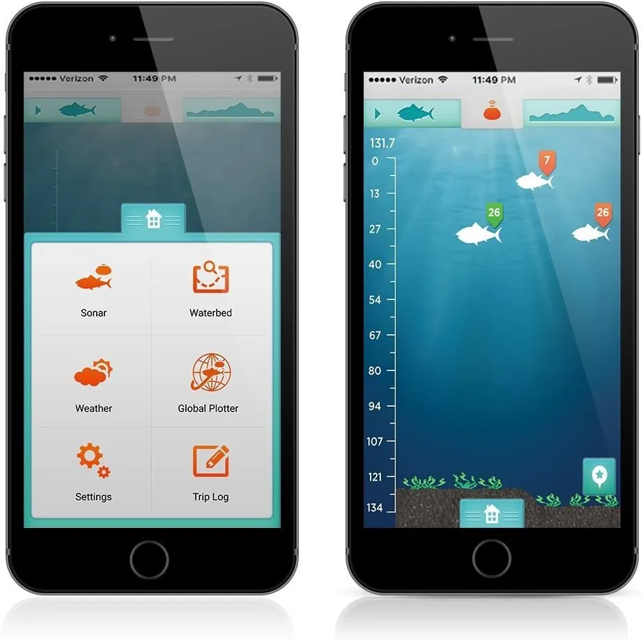 iBobber portable wireless bluetooth fish finder depth finder with depth range of 135 feet 10  hrs battery life with IOS & Android App Wireless and Watch App