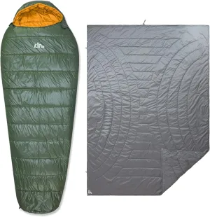 iClimb 1 3M Thinsulate Insulation Warm Camping Blanket and 1 3M Thinsulate Insulation Sleeping Bag Bundle, Ultralight Compact for Single Person Outdoor Backpacking Camping Hiking Motorcycling