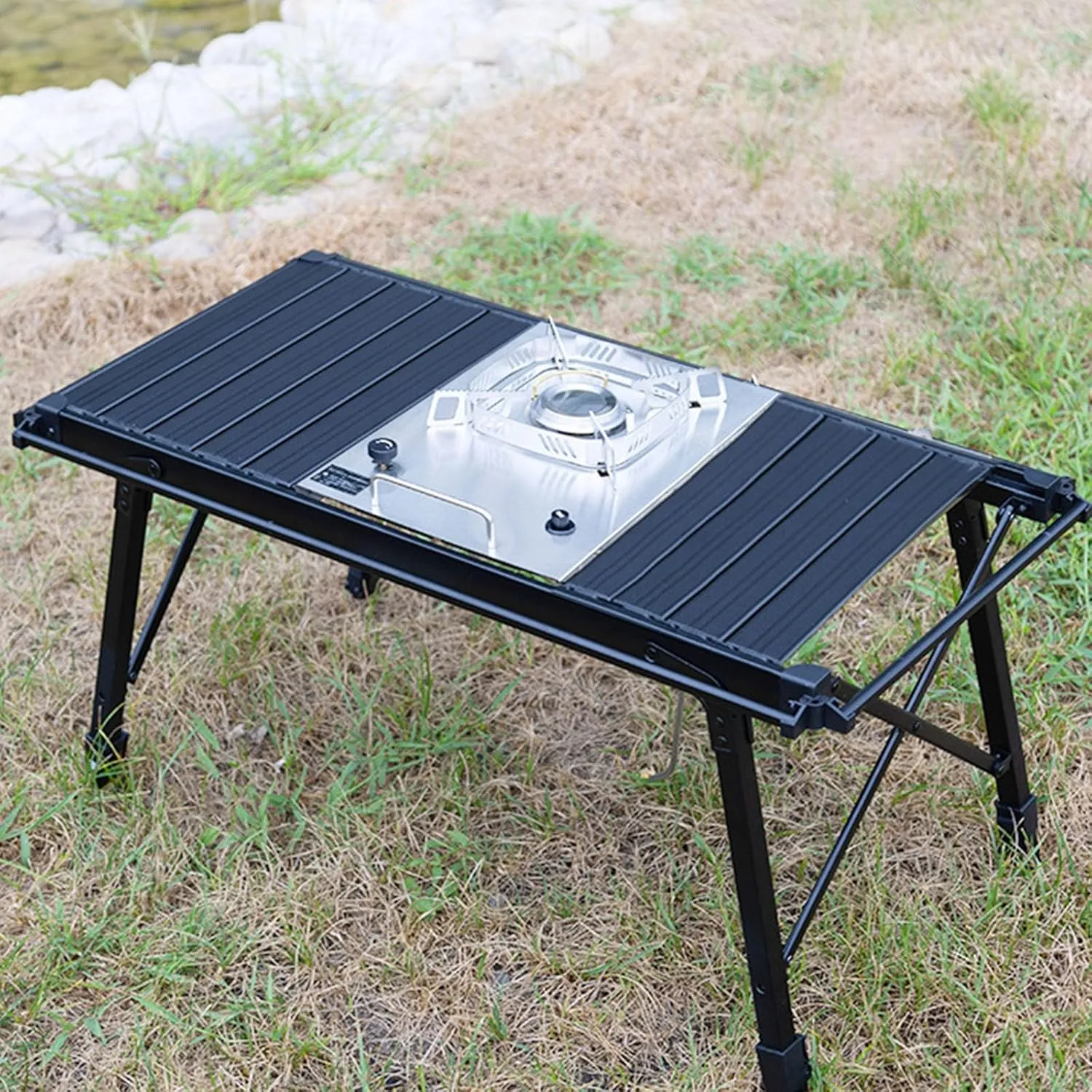 IGT Camping Stove, Desktop & Embed Folding Gas Stove, Portable Gas Stove with Carrying Handle, Electronic Ignition Outdoor Camping Cooking Stove