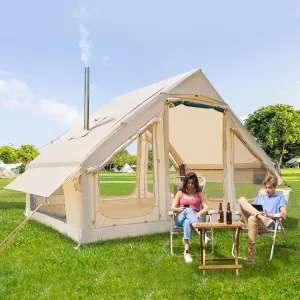 Inflatable Blow Up Tents for Camping,Waterproof Oxford Hot Tent with Manual Pump,Spacious Easy Setup Inflatable Camping Air Tent for Family Glamping