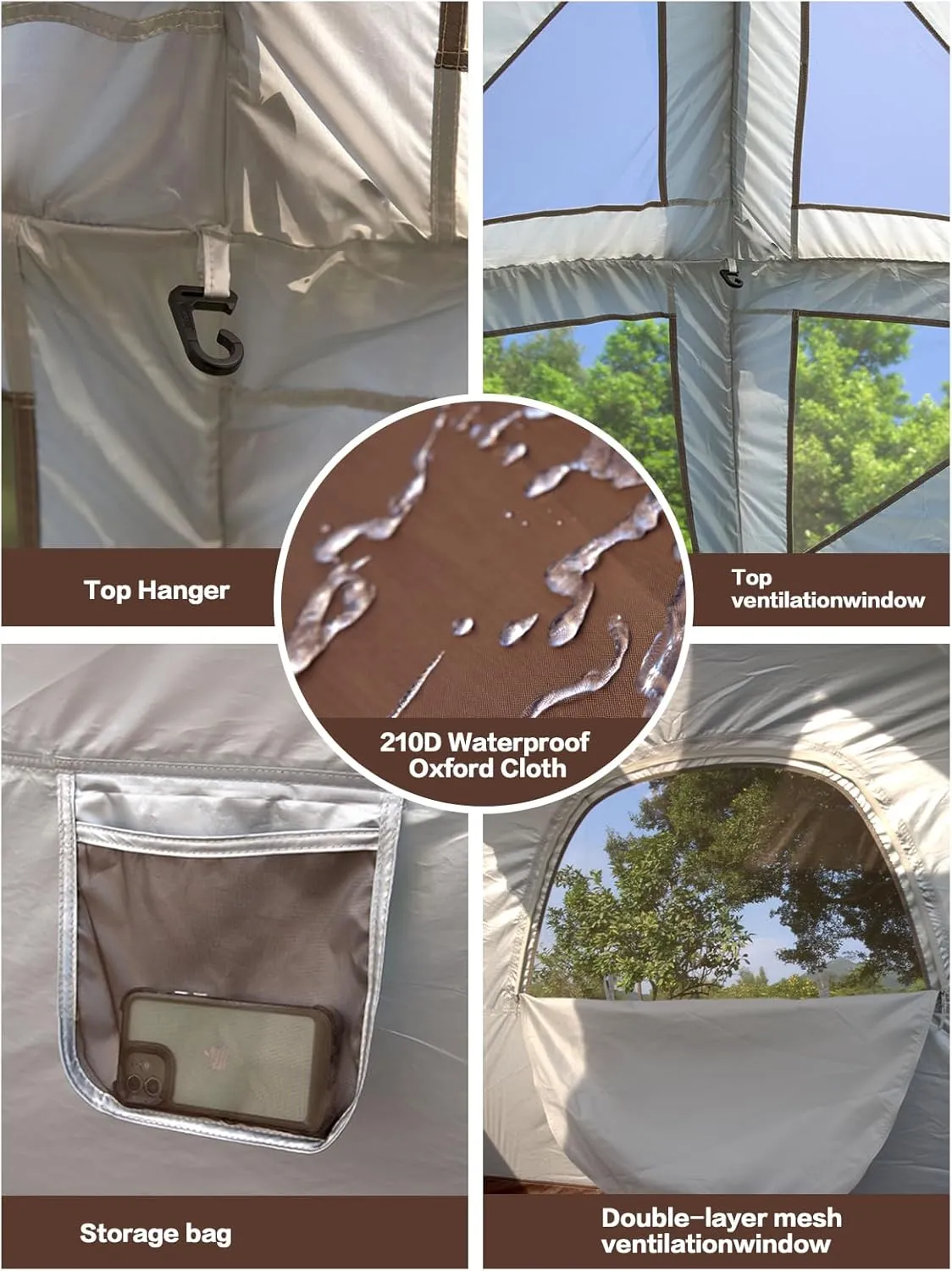 Inflatable Camping Tent, 2/4/6/8 Person Glamping Inflatable Tents for Camping, 2025 Update Zipper Door Easy Setup Blow Up Tents Big House with Rainfly&Mosquito Screen, 4 Season