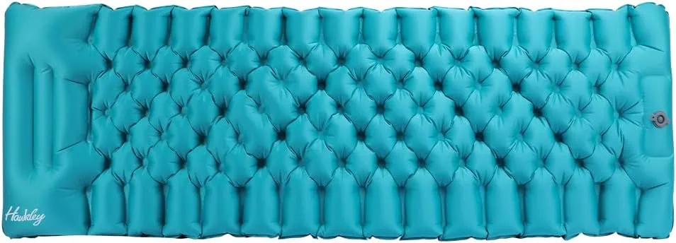 Inflatable Sleeping Pad for Camping, Ultralight Camping Mat with Built-in Foot Pump & Pillow, Compact Camping Air Mattress for Camping Backpacking Hiking Traveling Tent, Blue