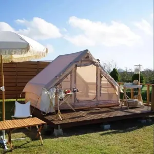 Inflatable Tent with Pump, Family Tent for 4-6 People with Stove Jack Hole, 4 Seasons, 3000mm, Waterproof, Windproof, Large Pop Up Air Tent, Quick to Install