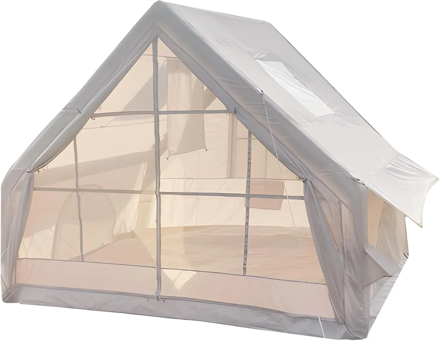 Inflatable Tents for Camping, 1-6 Person Blow-up Air Tent, Easy Setup Waterproof Windproof Cabin Tent, 4 Seasons Family Glamping House, Camping Essentials Beige 300cm