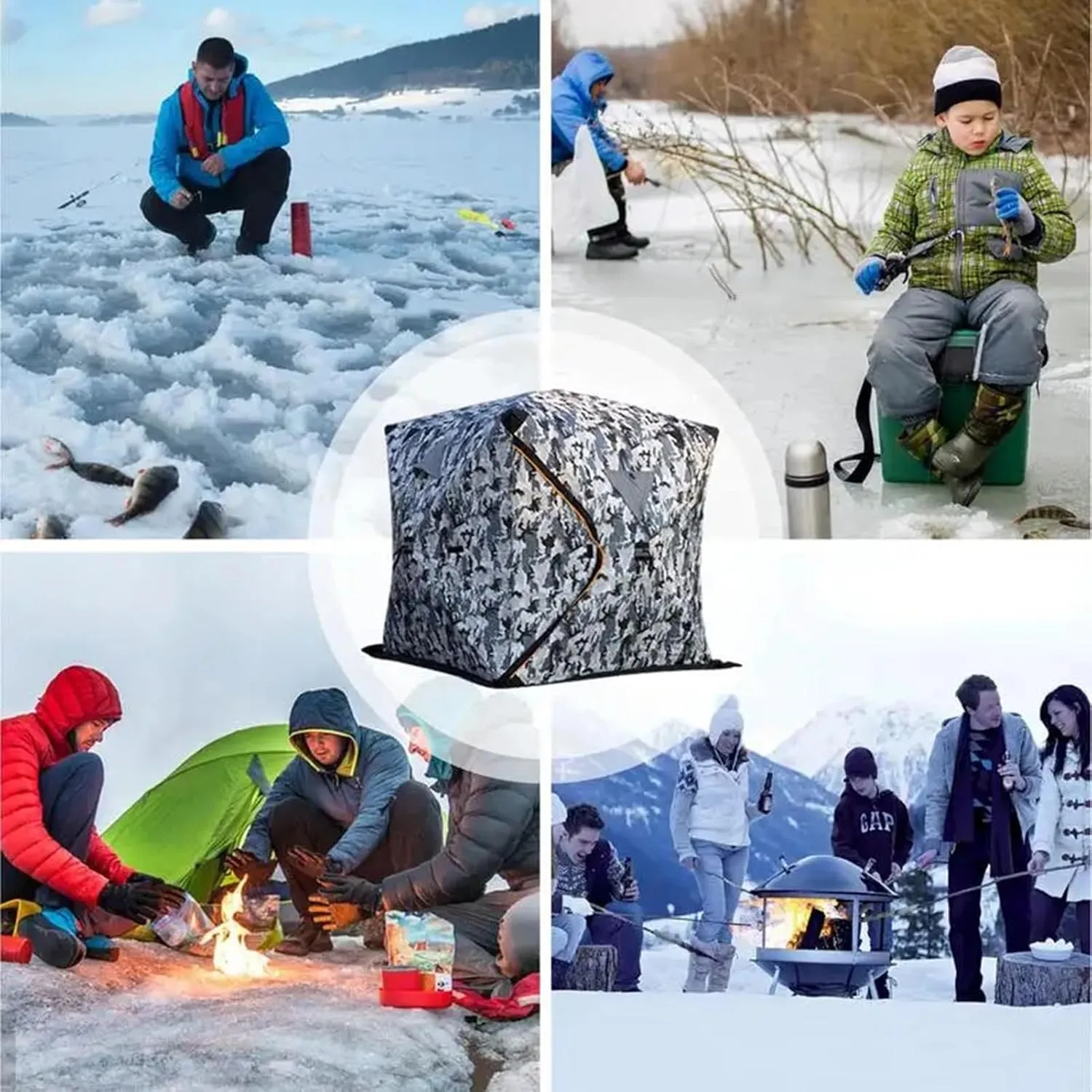 Inflatable Tents for Camping, Portable 2~4 Person Blow Up Air Tent, Waterproof Windproof Easy Setup Large Family Tent with 2 Doors, 6