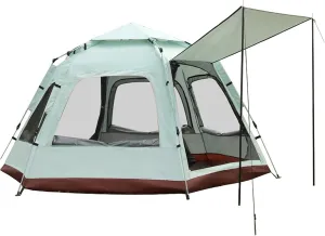Instant Camping Tent Outdoor Automatic Pop Up Hexagonal Tent 5-8 Person Large Rainproof Sunproof Portable Family Camping Tent 2 Doors 5 Windows with Vestibule
