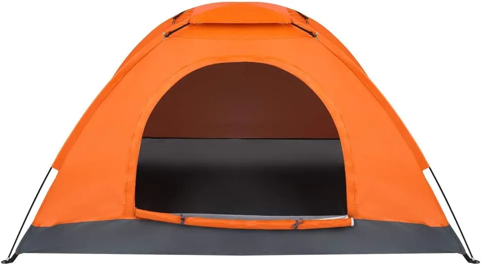 Instant Pop Up Camping Tent - 1 Person Waterproof Dome Shelter with Fiberglass Poles, Ultralight Backpacking Tent for Hiking & Emergency Survival (Orange)