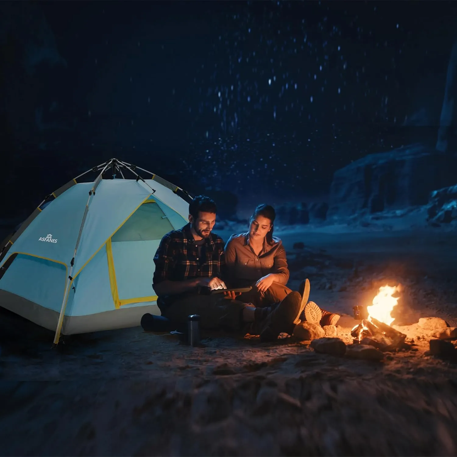 Instant Pop-Up Camping Tent for 2 People, Ultralight Dome Shelter for 4 Seasons, Waterproof & Windproof Design with Detachable Outer Tarpaulin and Dual Layers