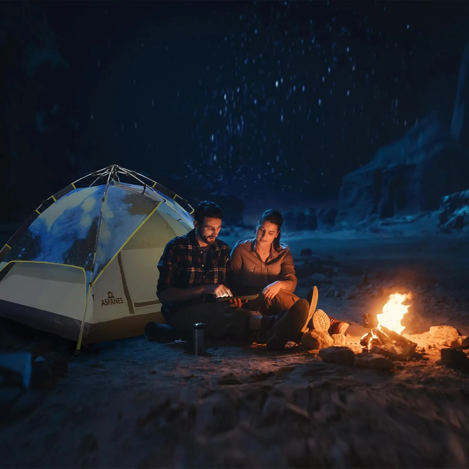 Instant Pop-Up Camping Tent for 2 People, Ultralight Dome Shelter for 4 Seasons, Waterproof & Windproof Design with Detachable Outer Tarpaulin and Dual Layers