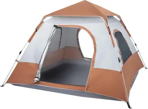 Instant Pop-Up Tent for 4 Persons,Spacious Camping Tent, Durable Waterproof Tent, Quick Setup Tent with Breathable Design, Features 190T PU & 210D Oxford Fabric, Carry Bag Included