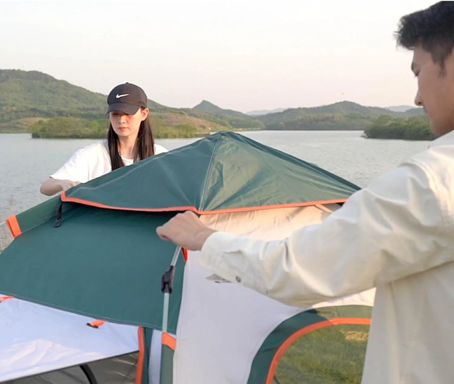 Instant Up Tents for Camping, Outdoor Easy Set Up Automatic Family Travel Tent, Waterproof Oxford Cloth Double Layer Family Tent for Hiking Traveling Backpacking
