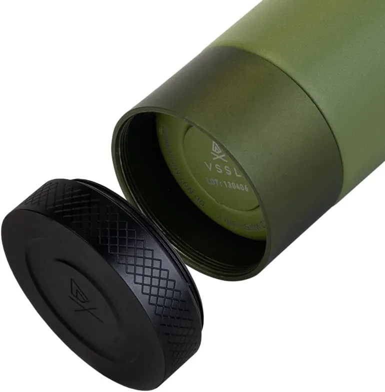 Insulated Flask, 8 oz Double-Walled Vacuum Sealed Stainless Steel, Leak-Proof Drinking Cap, Split Flip Carabiner for Easy Attachment, Predator Green
