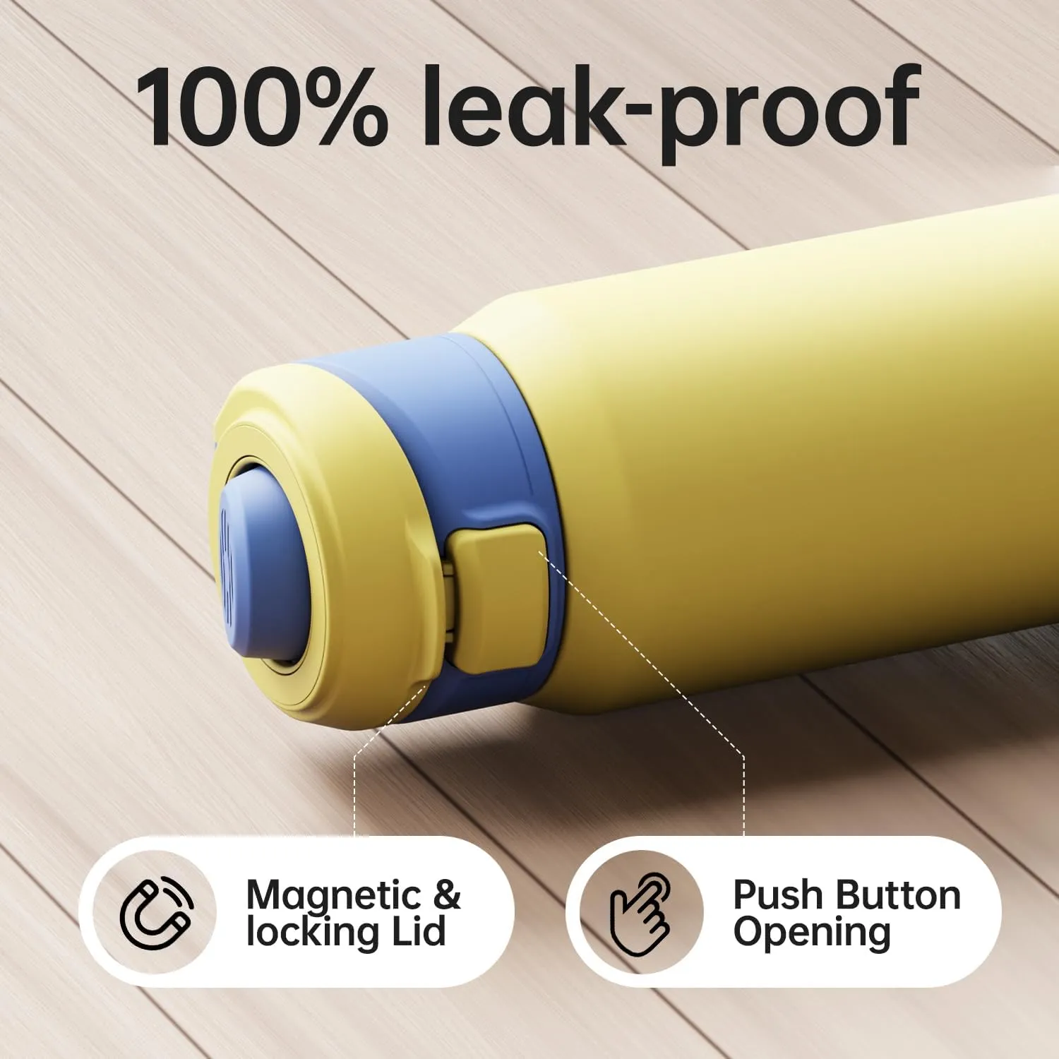 Insulated Magnetic Water Bottle - Reusable Stainless Steel Bottle with MagSafe Compatible Phone Holder - Keeps Cold for 24 Hours - Perfect for Gym, Sports, and Travel - Yellow 24oz