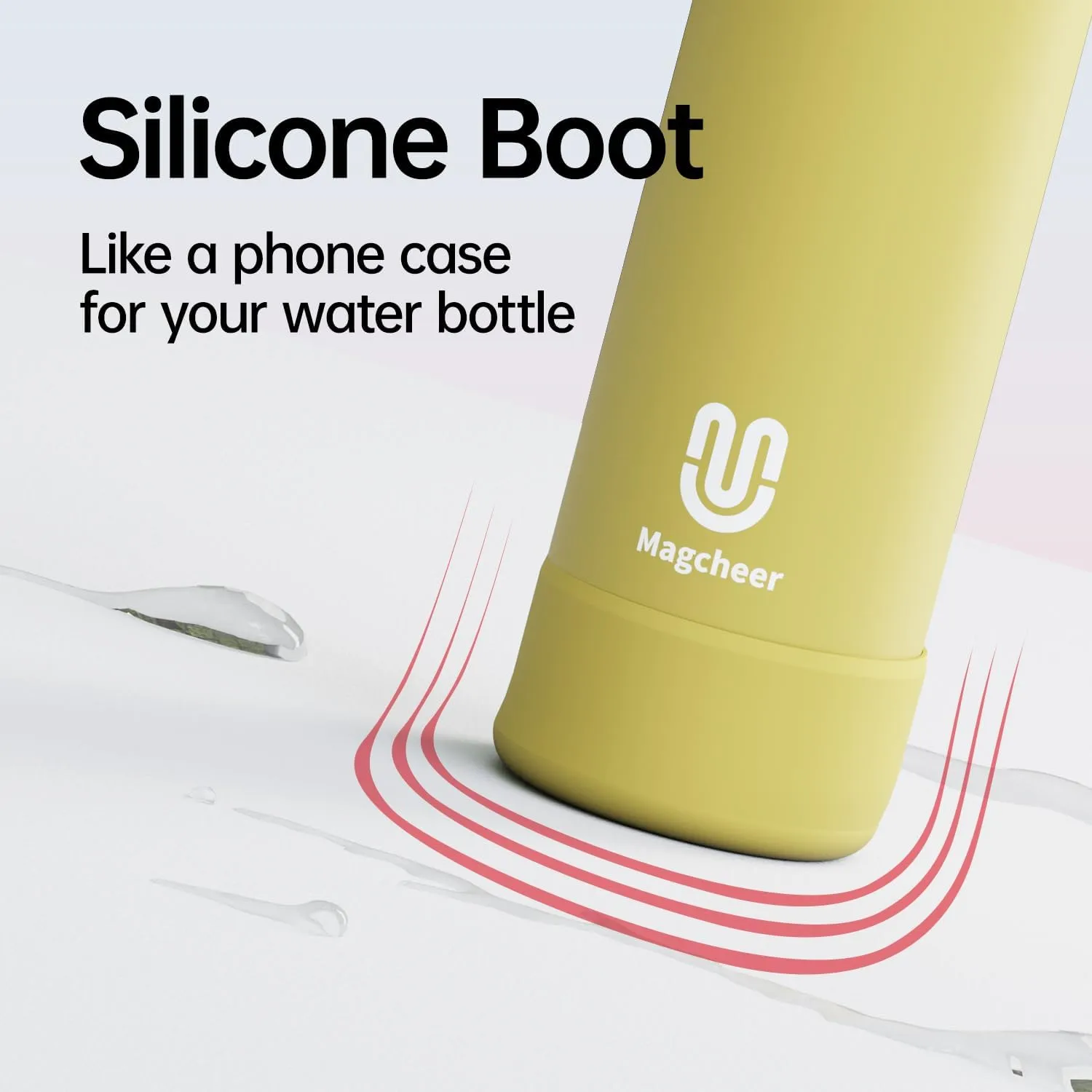 Insulated Magnetic Water Bottle - Reusable Stainless Steel Bottle with MagSafe Compatible Phone Holder - Keeps Cold for 24 Hours - Perfect for Gym, Sports, and Travel - Yellow 24oz