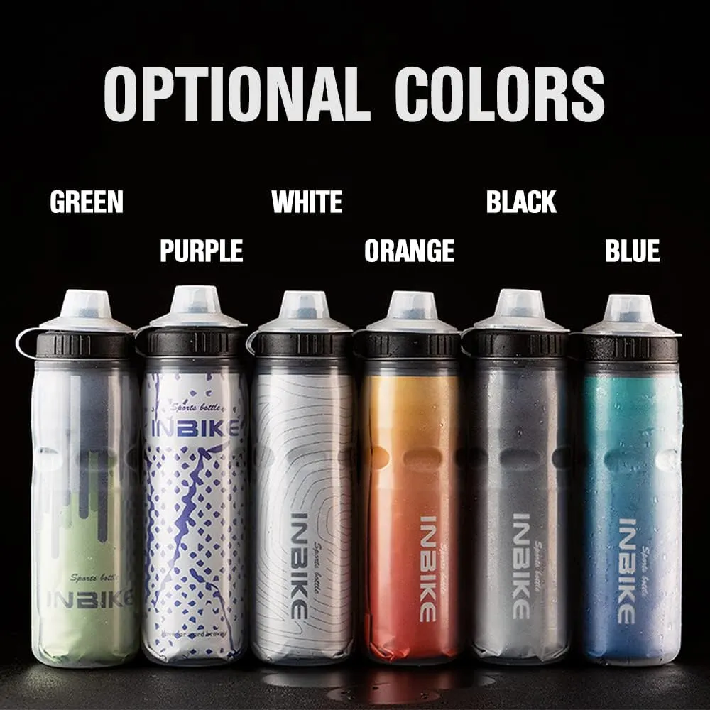 Insulated Mountain Bike Water Bottle BPA Free Cycle and Sports Squee Bottle with Dust Cover