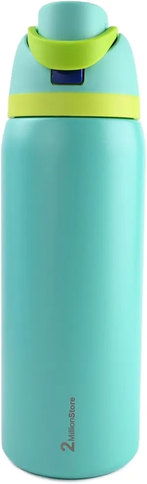 Insulated Water Bottle – Stainless Steel, Leakproof, 24H Cold & 12H Hot, Straw & Spout Lid, BPA-Free, Travel, Gym, Hiking, Sports Flask (Turquoise, 24 Oz / 706ml)