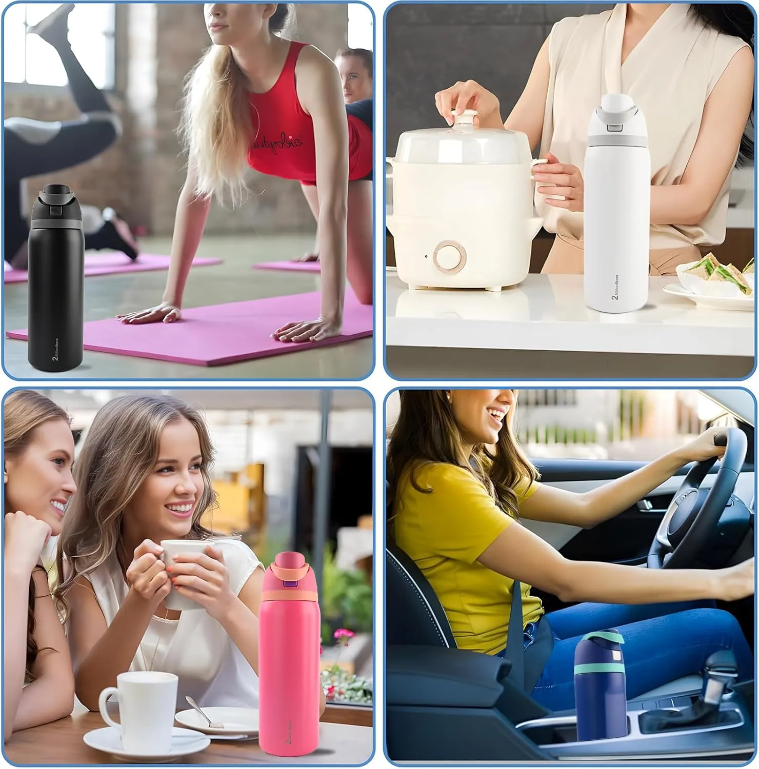Insulated Water Bottle – Stainless Steel, Leakproof, 24H Cold & 12H Hot, Straw & Spout Lid, BPA-Free, Travel, Gym, Hiking, Sports Flask (Turquoise, 24 Oz / 706ml)