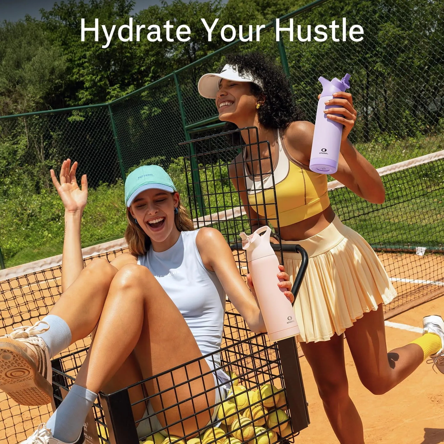 Insulated Water Bottle with Straw - Encool Stainless Steel Water Bottle, Reusable Leakproof and BPA-Free for Sports, Travel, Cold for 24 Hours, 24 oz, Black Night
