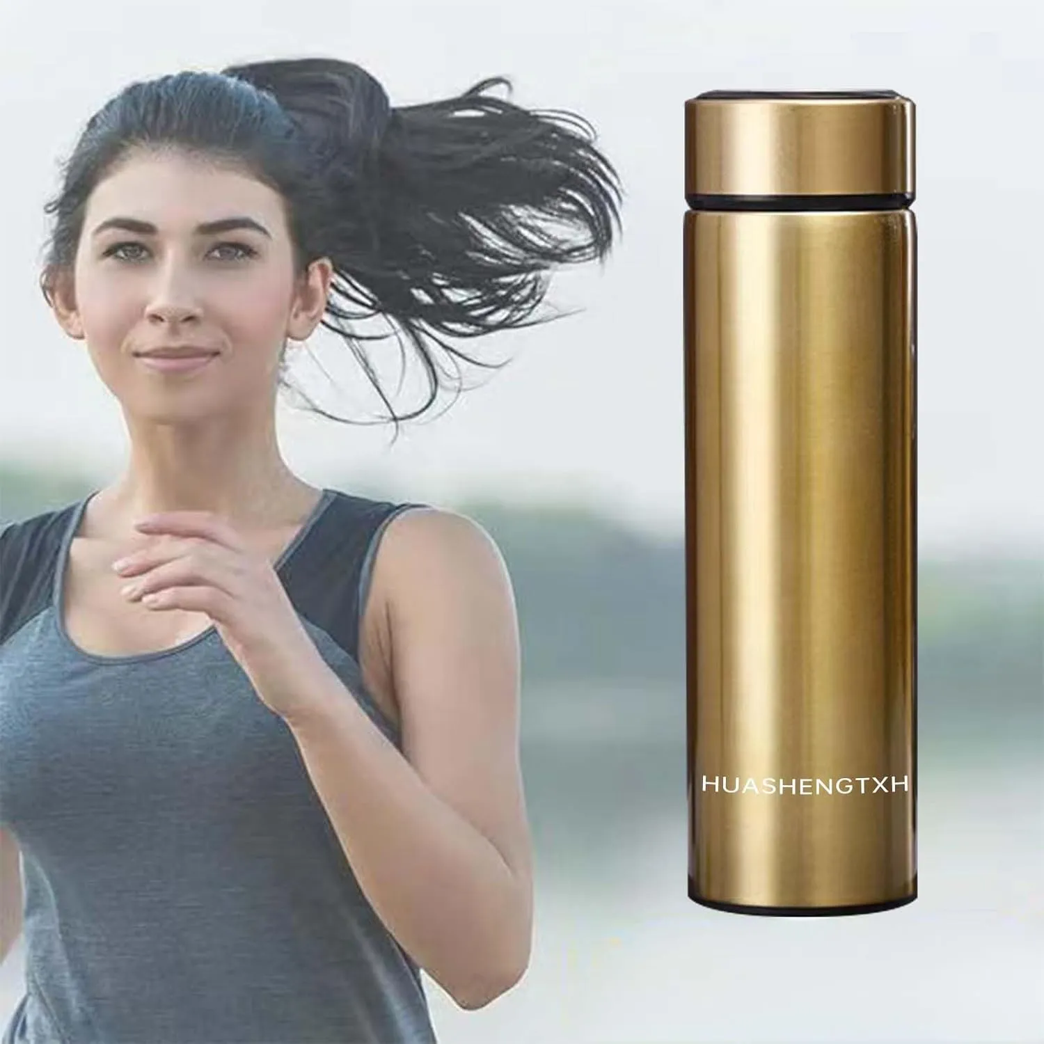 Insulating Water Bottle Outdoor Sports Stainless Steel Insulating Bottle Vacuum Sealed Coffee Bottle Travel Water Bottle Cold and Hot Water Bottle (Golden)