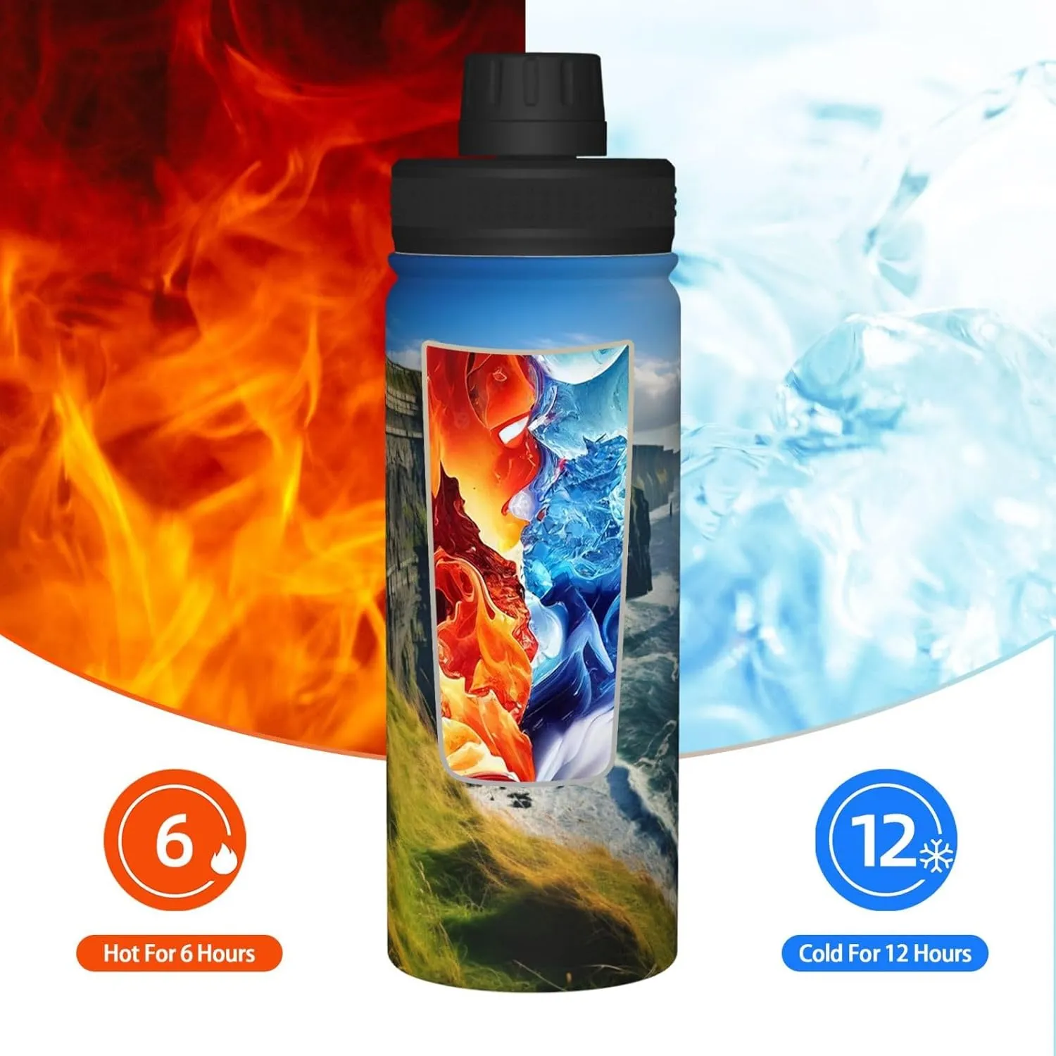 Ireland Outdoors County Clare The Cliffs 18oz Sports Insulated Bottle For Outdoor Activities,Your Ideal Companion Staying Hydrated