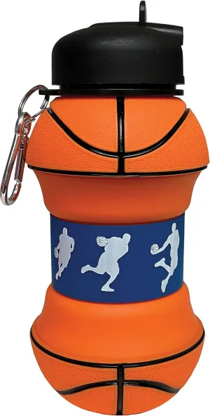 iscream BPA Free, 18 oz Collapsible Silicone Sports Bottle - Basketball