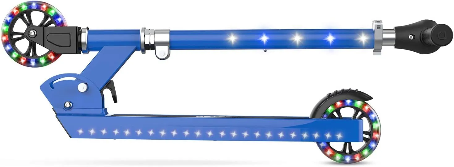 Jetson 2-Wheel Light-Up Kick Scooter, Light Up Deck and Wheels, Height Adjustable Handlebar, Rear Brake, Easy-Folding Mechanism, 4 or 6 inch wheels
