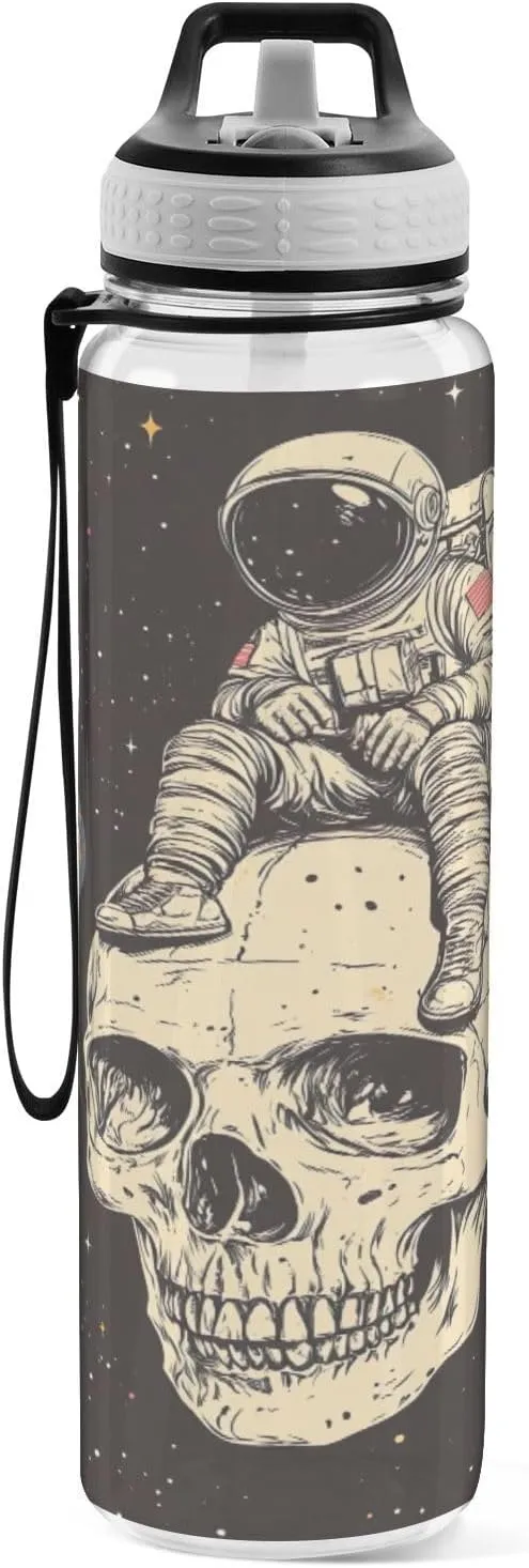 Joisal Astronaut Skull Space 32 Oz Water Bottle BPA-Free Slim Water Bottles for Outdoor Sports