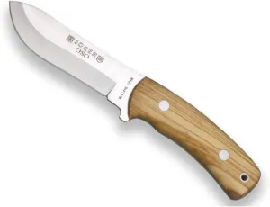 Joker Full Tang Knife OSO CO54, with Olive Wood Handle and MOVA Blade 4.72 inches, Toothed loin, Fishing Tool, Hunting, Camping and Hiking.