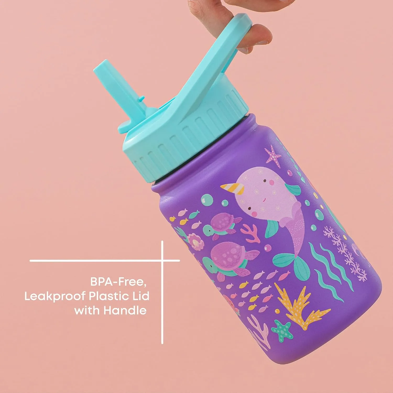 JoyJolt Kids Water Bottle with Straw Lid, 12oz Small Stainless Steel Reusable Tumbler for Kids, Girls, Boys, or Teen, Vacuum Insulated Water Bottle for School, Travel, and Outdoors, Leakproof