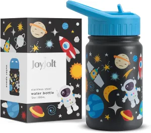 JoyJolt Kids Water Bottle with Straw Lid, 12oz Small Stainless Steel Reusable Tumbler for Kids, Girls, Boys, or Teen, Vacuum Insulated Water Bottle for School, Travel, and Outdoors, Leakproof