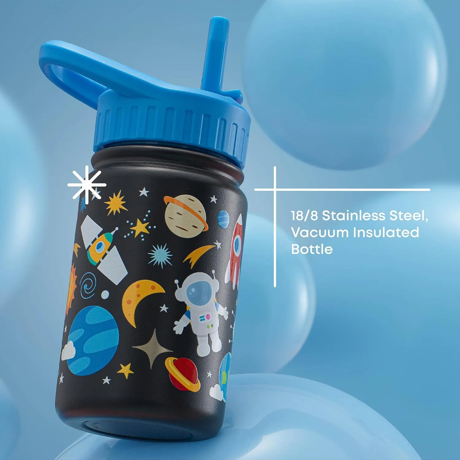 JoyJolt Kids Water Bottle with Straw Lid, 12oz Small Stainless Steel Reusable Tumbler for Kids, Girls, Boys, or Teen, Vacuum Insulated Water Bottle for School, Travel, and Outdoors, Leakproof