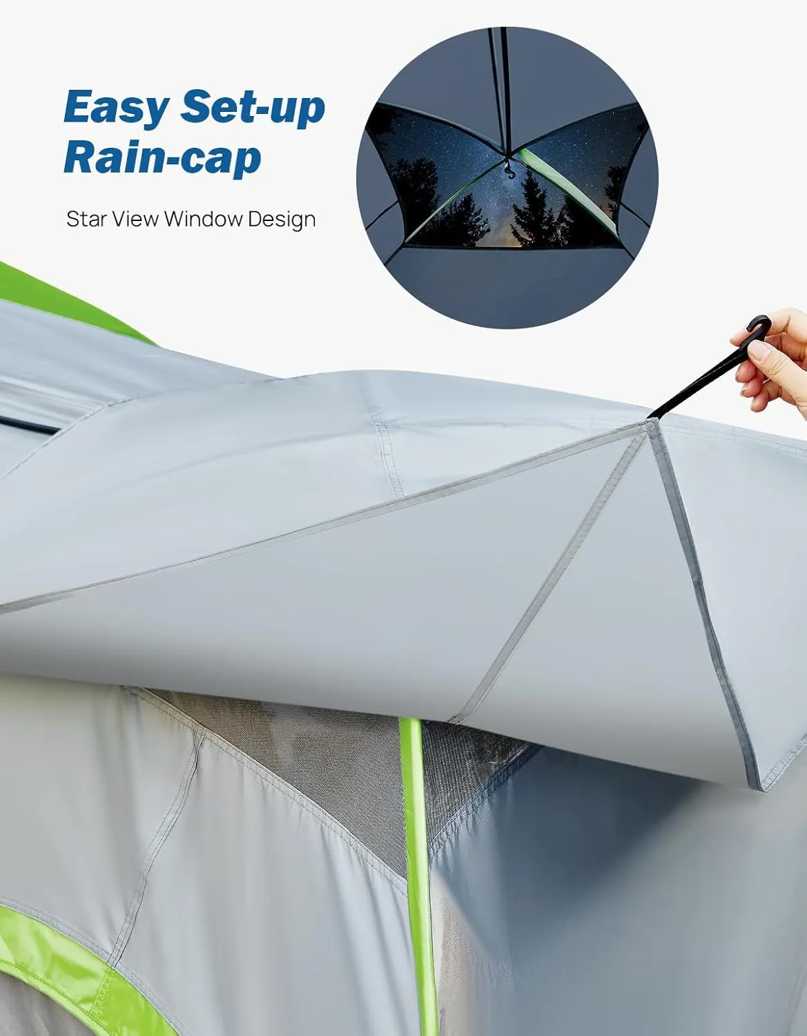 JOYTUTUS Truck Tent with Rainfly 5.5Ft-6Ft, Straight Spacious Truck Bed Tent with Sky View Mesh, Waterproof PU2000mm Double Layer for 2 Person
