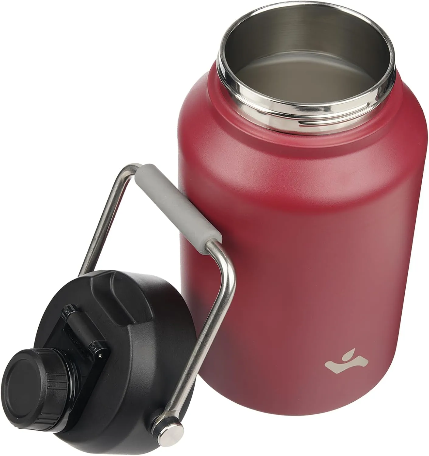 Jug with Handle,87 oz Insulated Water Bottle with Carrying Pouch, Double Wall Vacuum Stainless Steel Metal Bottle,Dark red